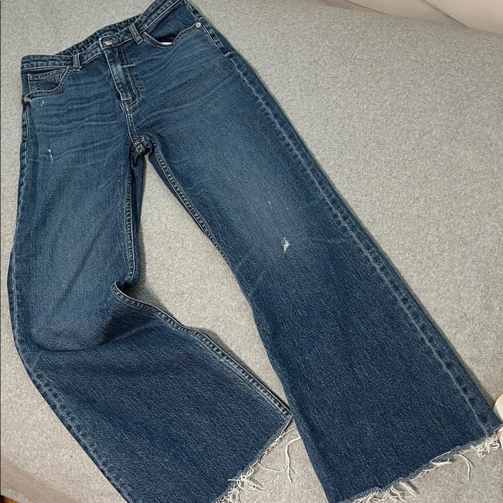 Highrise Bootcut Jeans Size 8 Mom Raw Hem Stretch Denim Boho